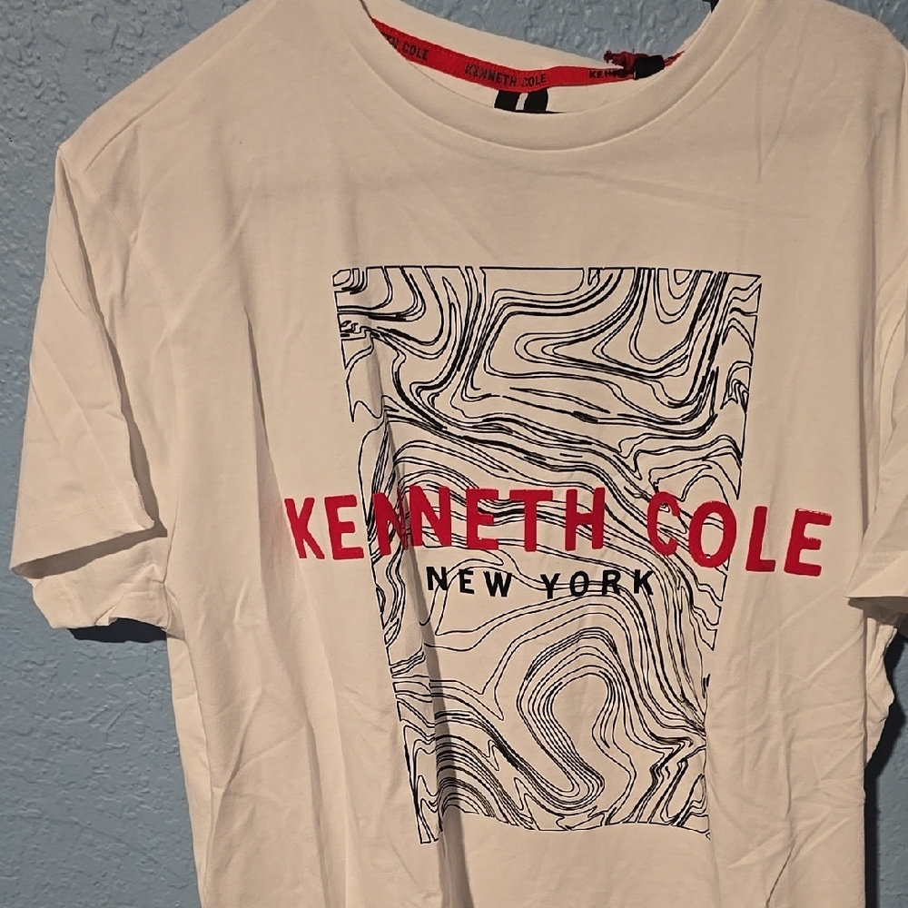 Kenneth Cole White Graphic Men's Shirt